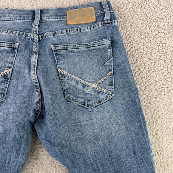 BKE Jake Straight Jeans Mens 32x32 Blue Medium Wash Distressed NIce Fade - Picture 10 of 12